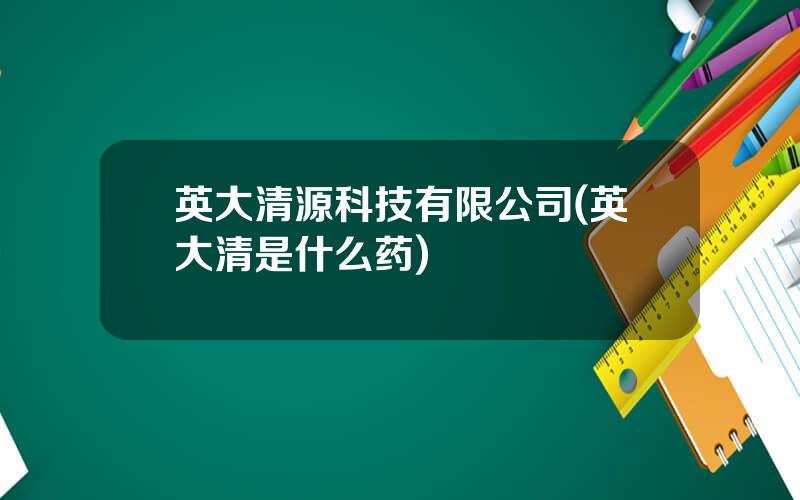 英大清源科技有限公司(英大清是什么药)
