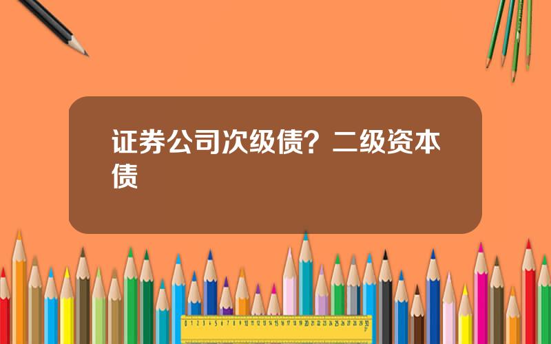 证券公司次级债？二级资本债