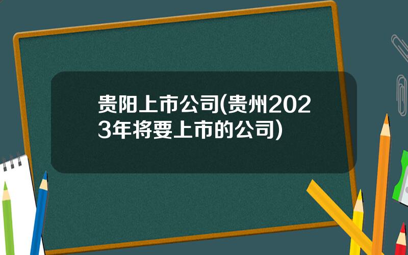 贵阳上市公司(贵州2023年将要上市的公司)