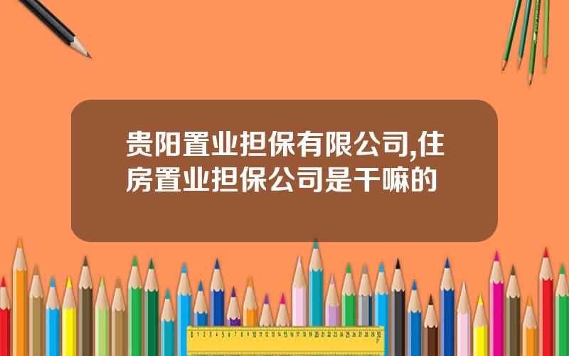贵阳置业担保有限公司,住房置业担保公司是干嘛的