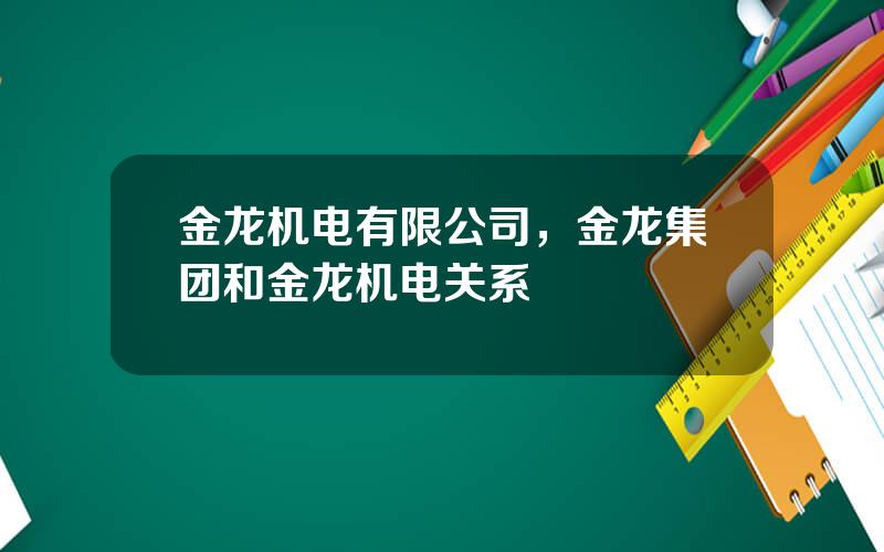 金龙机电有限公司，金龙集团和金龙机电关系