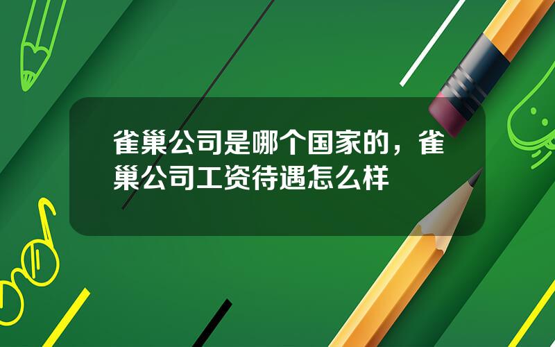 雀巢公司是哪个国家的，雀巢公司工资待遇怎么样
